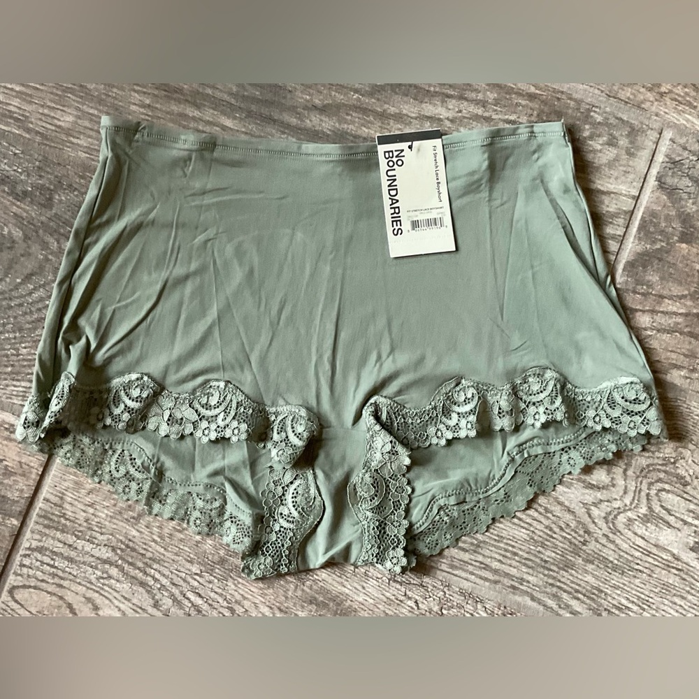 New Nobo, No Boundaries lace trim boyshort panties You pick size Sage Green